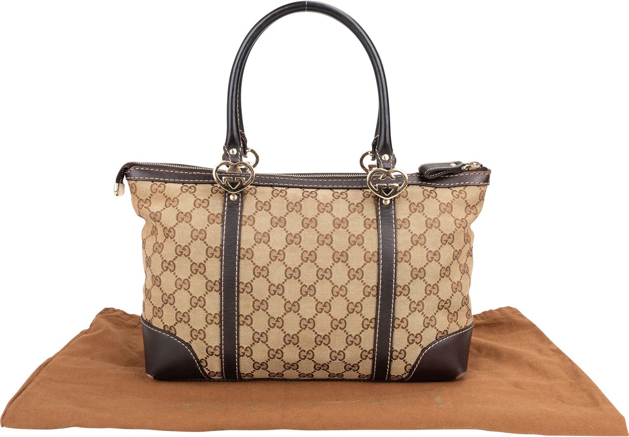 Gucci Gucci GG Monogram Heart Handbag Bruin