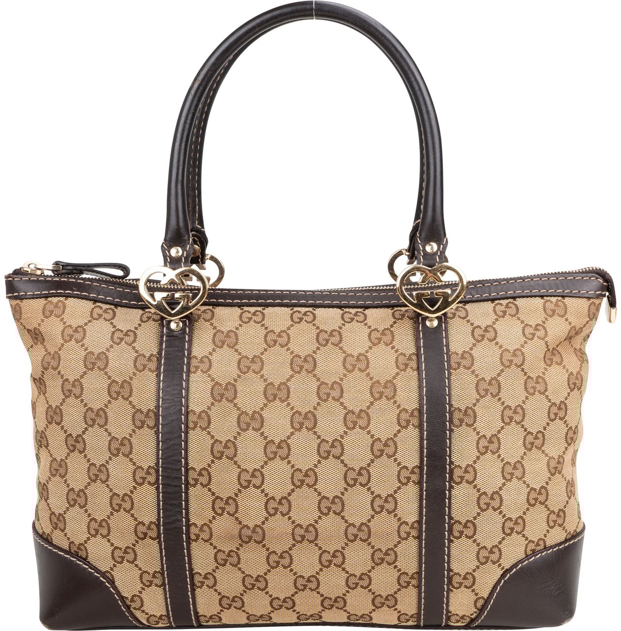Gucci Gucci GG Monogram Heart Handbag Bruin