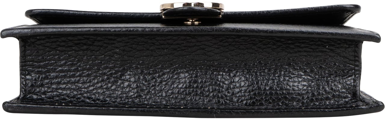 Gucci Gucci Leather GG Wallet On Chain Crossbody Bag Zwart