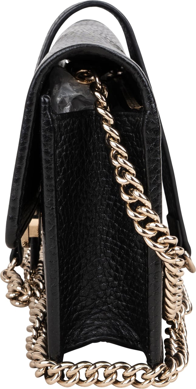 Gucci Gucci Leather GG Wallet On Chain Crossbody Bag Zwart