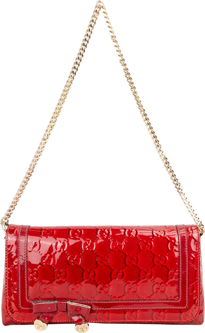 Gucci Gucci Patent Leather GG Monogram Shoulder Bag Rood