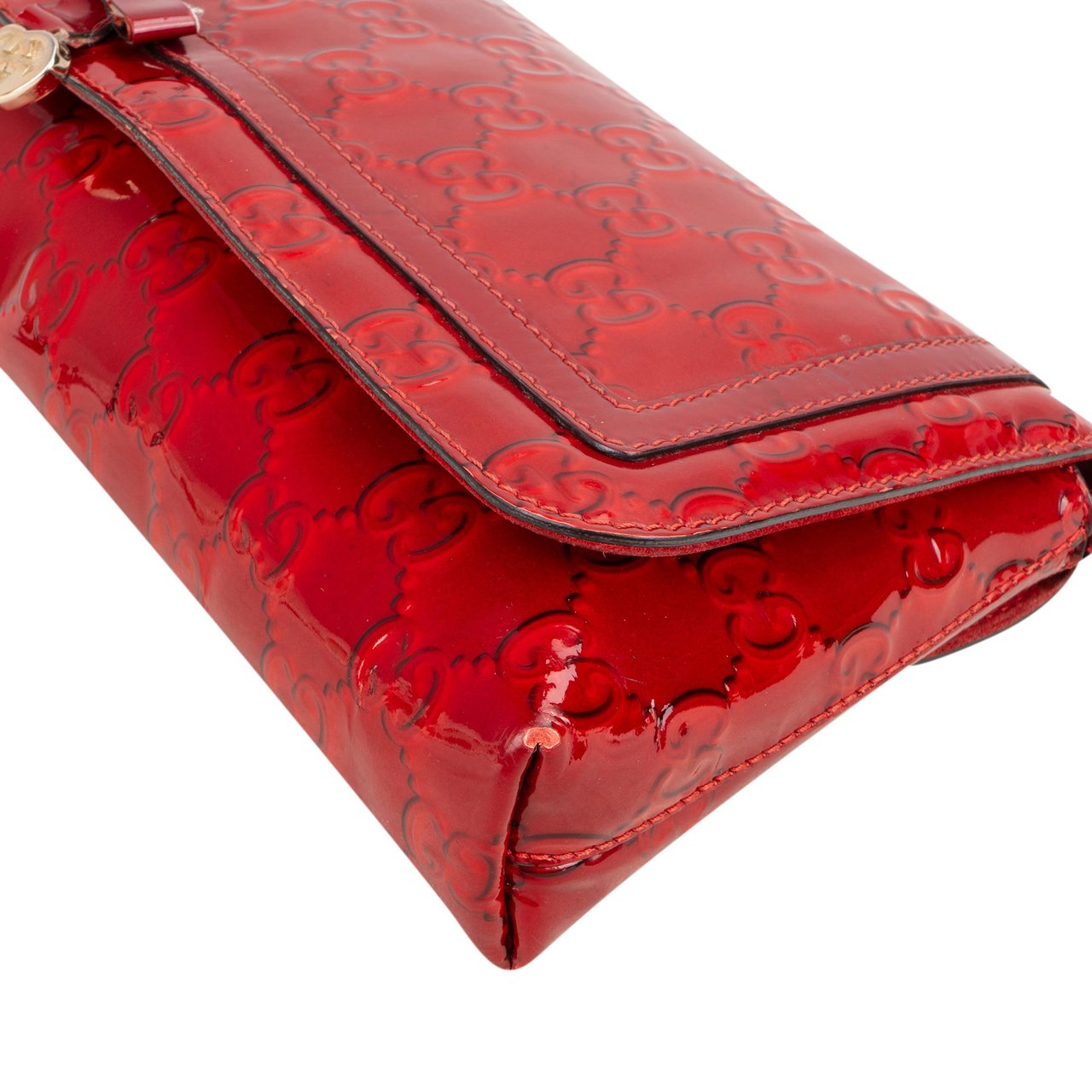 Gucci Gucci Patent Leather GG Monogram Shoulder Bag Rood