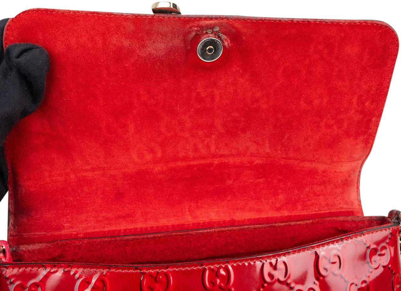 Gucci Gucci Patent Leather GG Monogram Shoulder Bag Rood