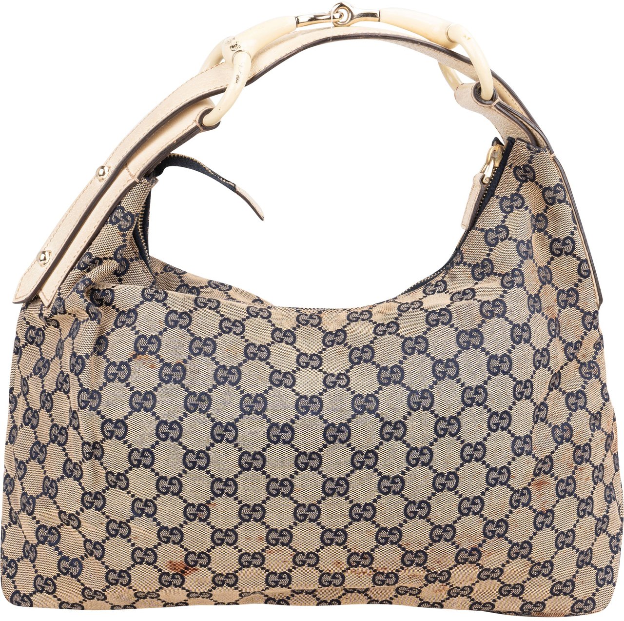 Gucci Gucci GG Monogram Horsebit Handbag Donkergrijs