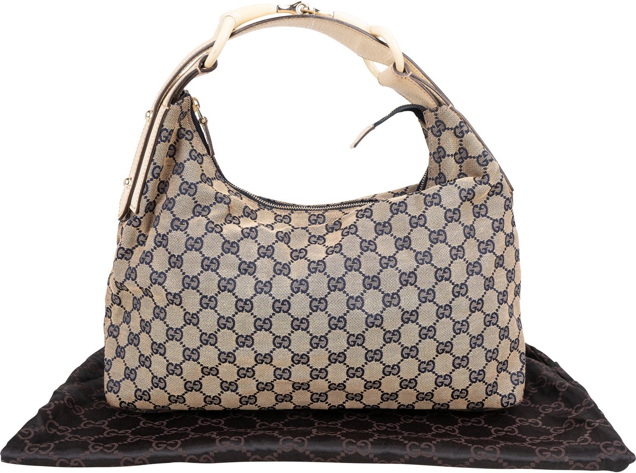 Gucci Gucci GG Monogram Horsebit Handbag Donkergrijs