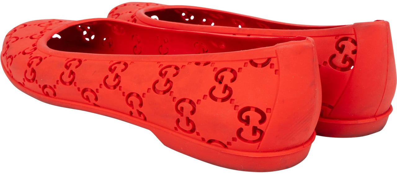 Gucci Red Rubber Ballerinas Shoes (37) Rood