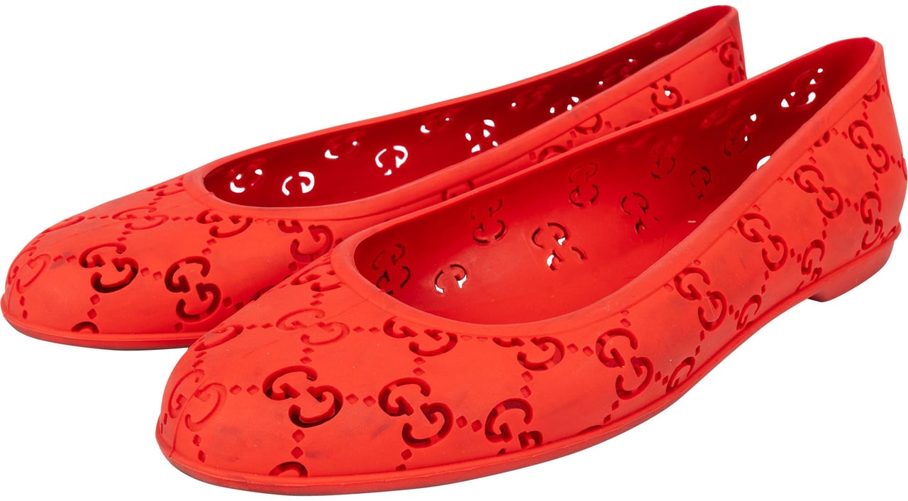 Gucci Red Rubber Ballerinas Shoes (37) Rood