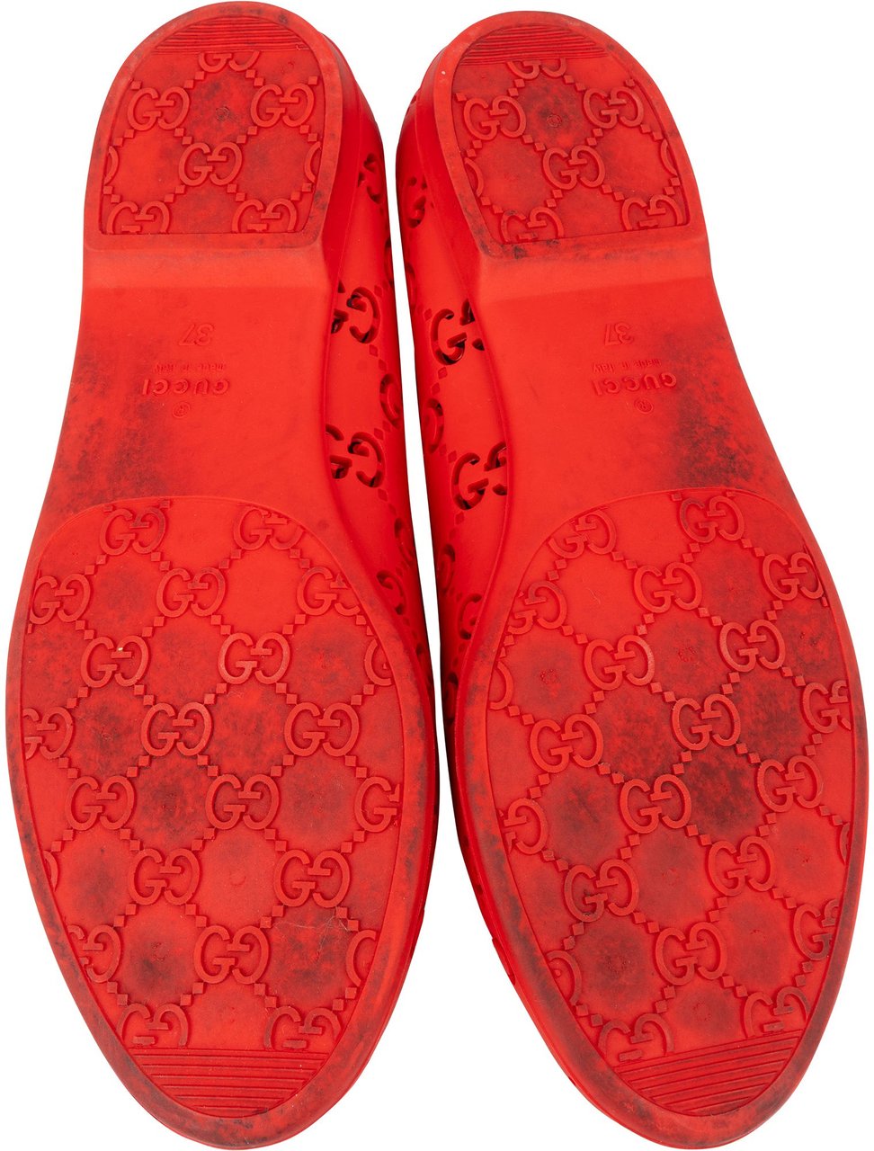 Gucci Red Rubber Ballerinas Shoes (37) Rood