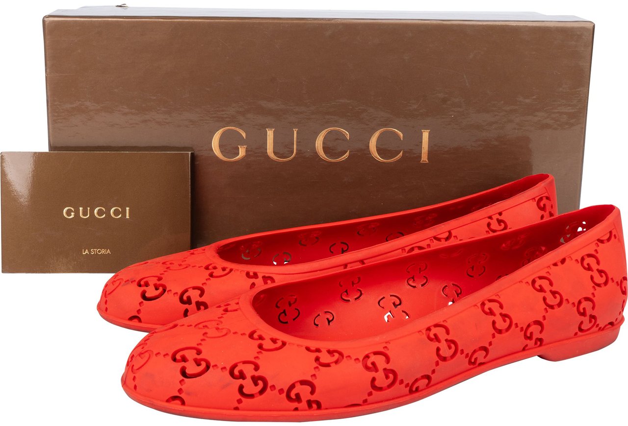 Gucci Red Rubber Ballerinas Shoes (37) Rood