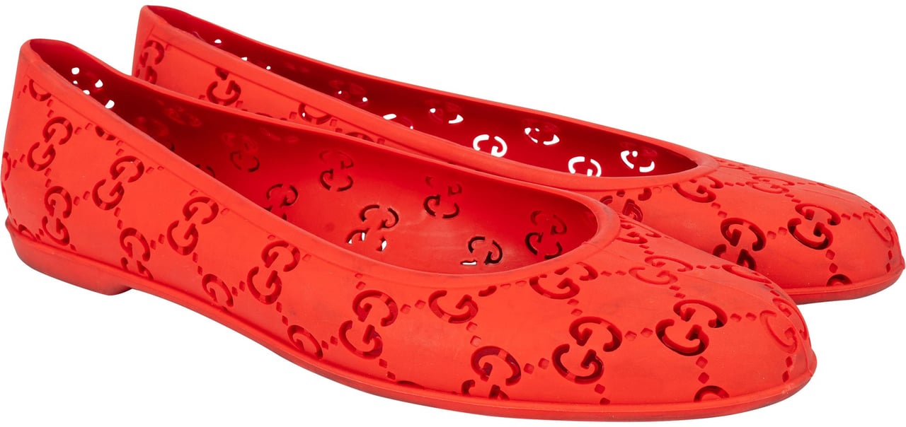 Gucci Red Rubber Ballerinas Shoes (37) Rood