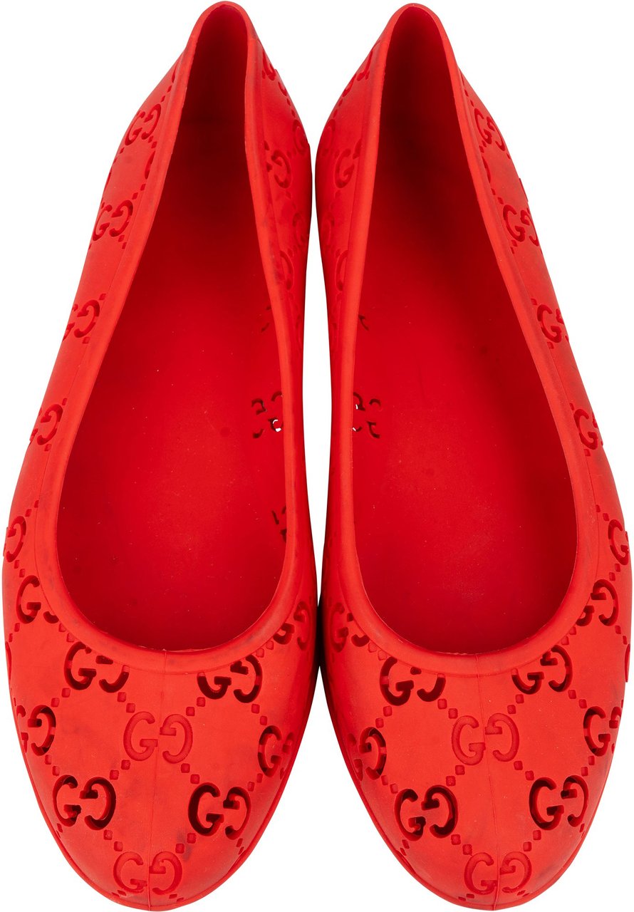 Gucci Red Rubber Ballerinas Shoes (37) Rood