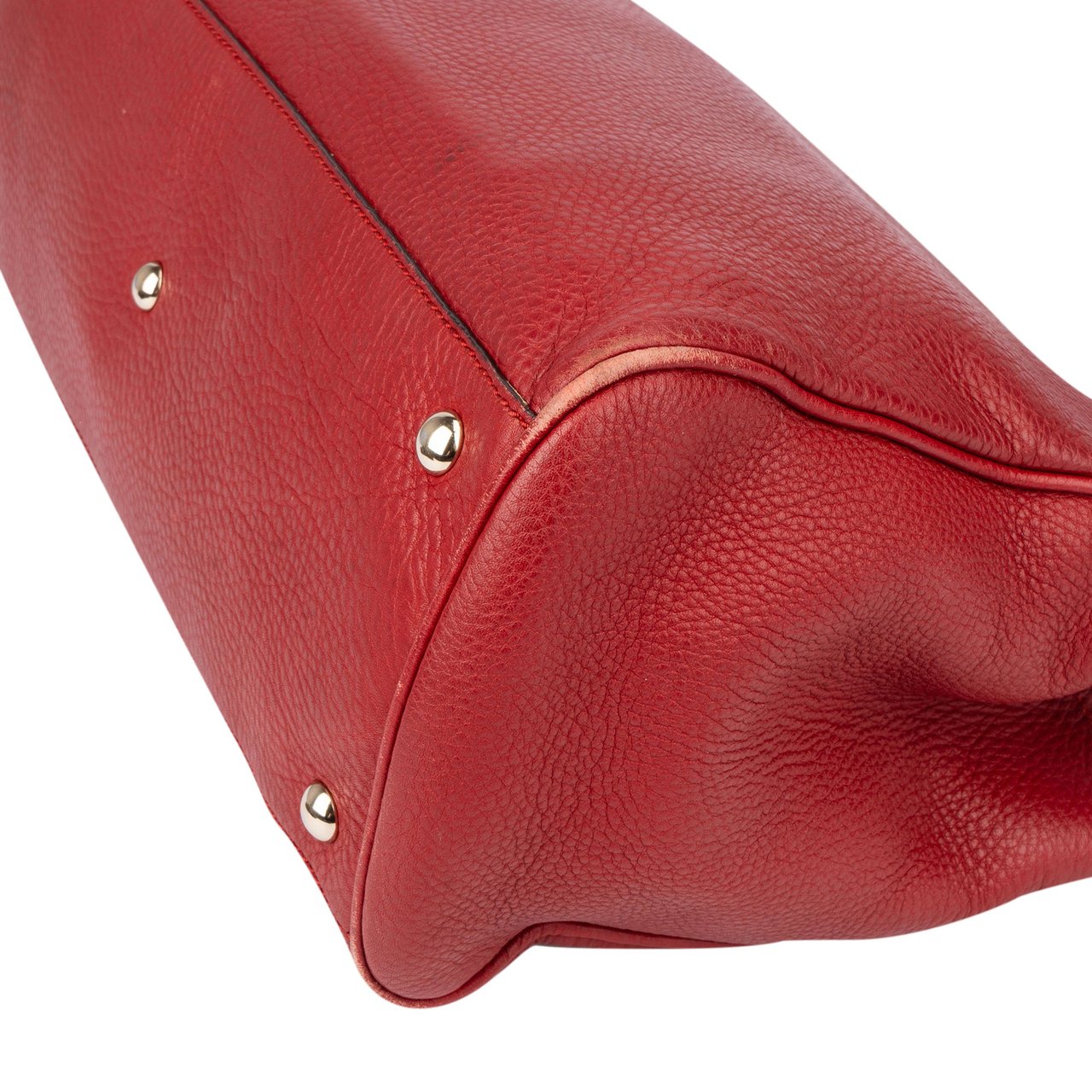 Gucci Red Leather Bamboo Handbag Divers