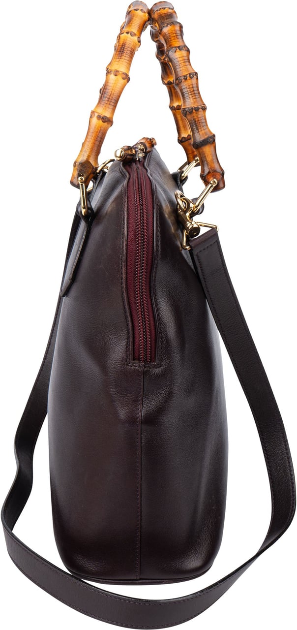 Gucci Gucci Purple Leather Bamboo Handbag Paars