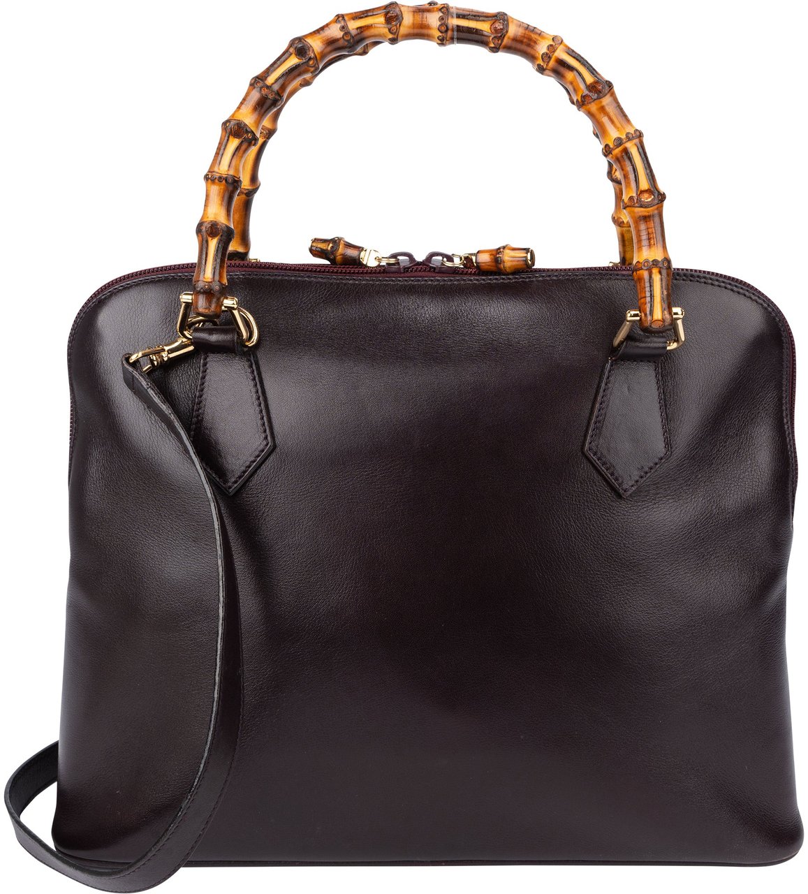 Gucci Gucci Purple Leather Bamboo Handbag Paars