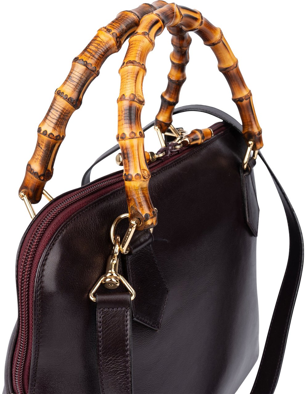 Gucci Gucci Purple Leather Bamboo Handbag Paars