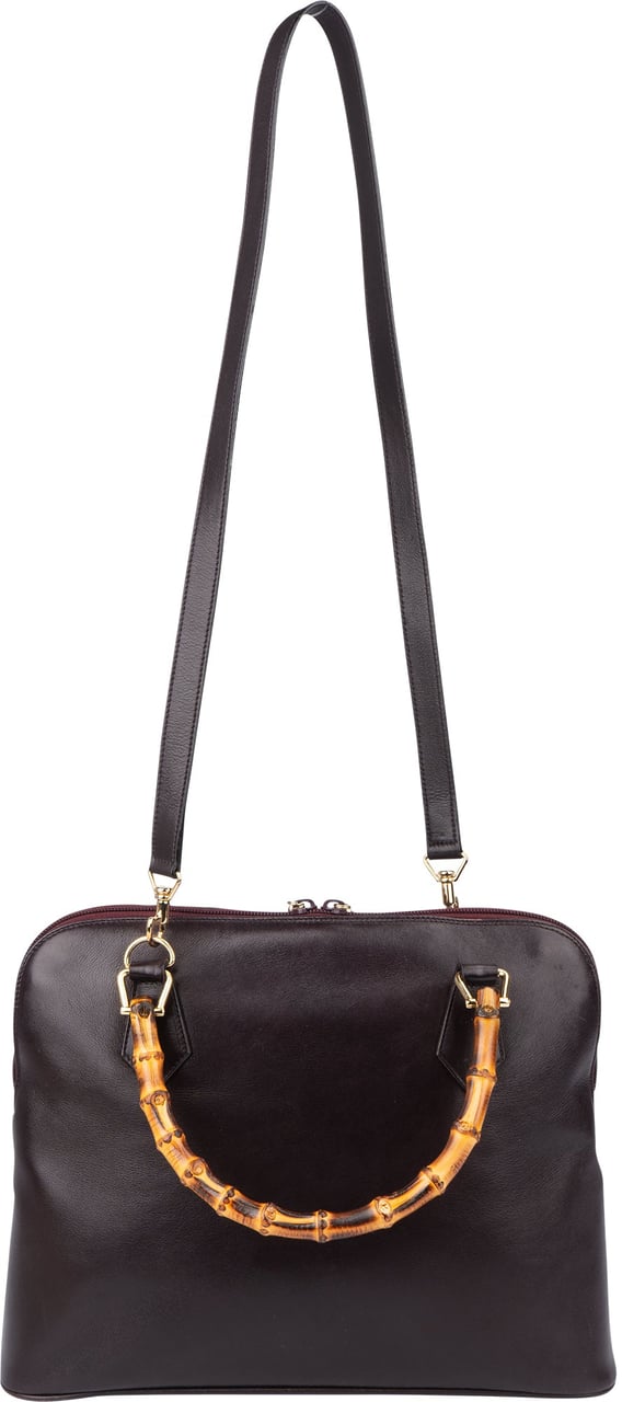 Gucci Gucci Purple Leather Bamboo Handbag Paars