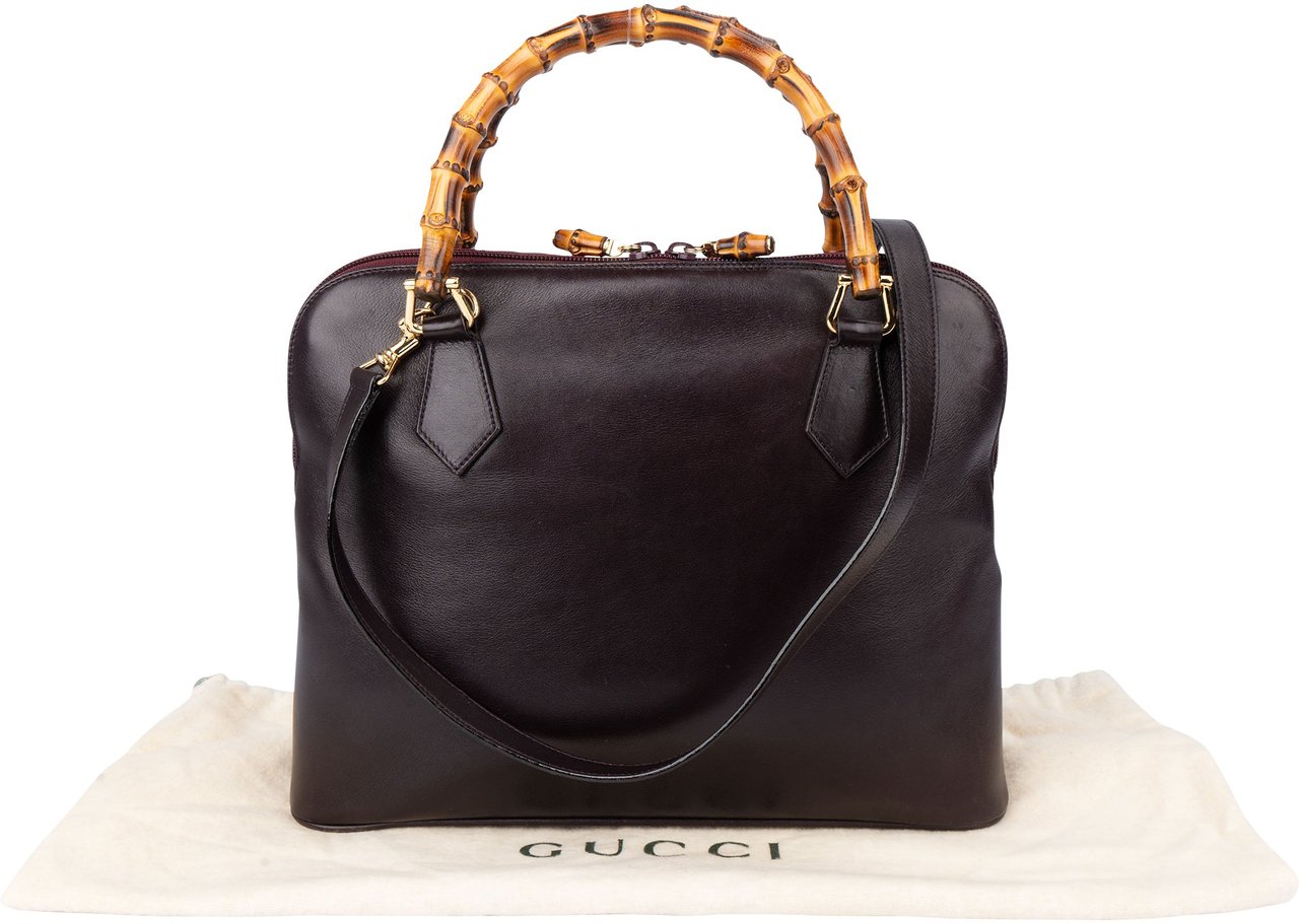 Gucci Gucci Purple Leather Bamboo Handbag Paars