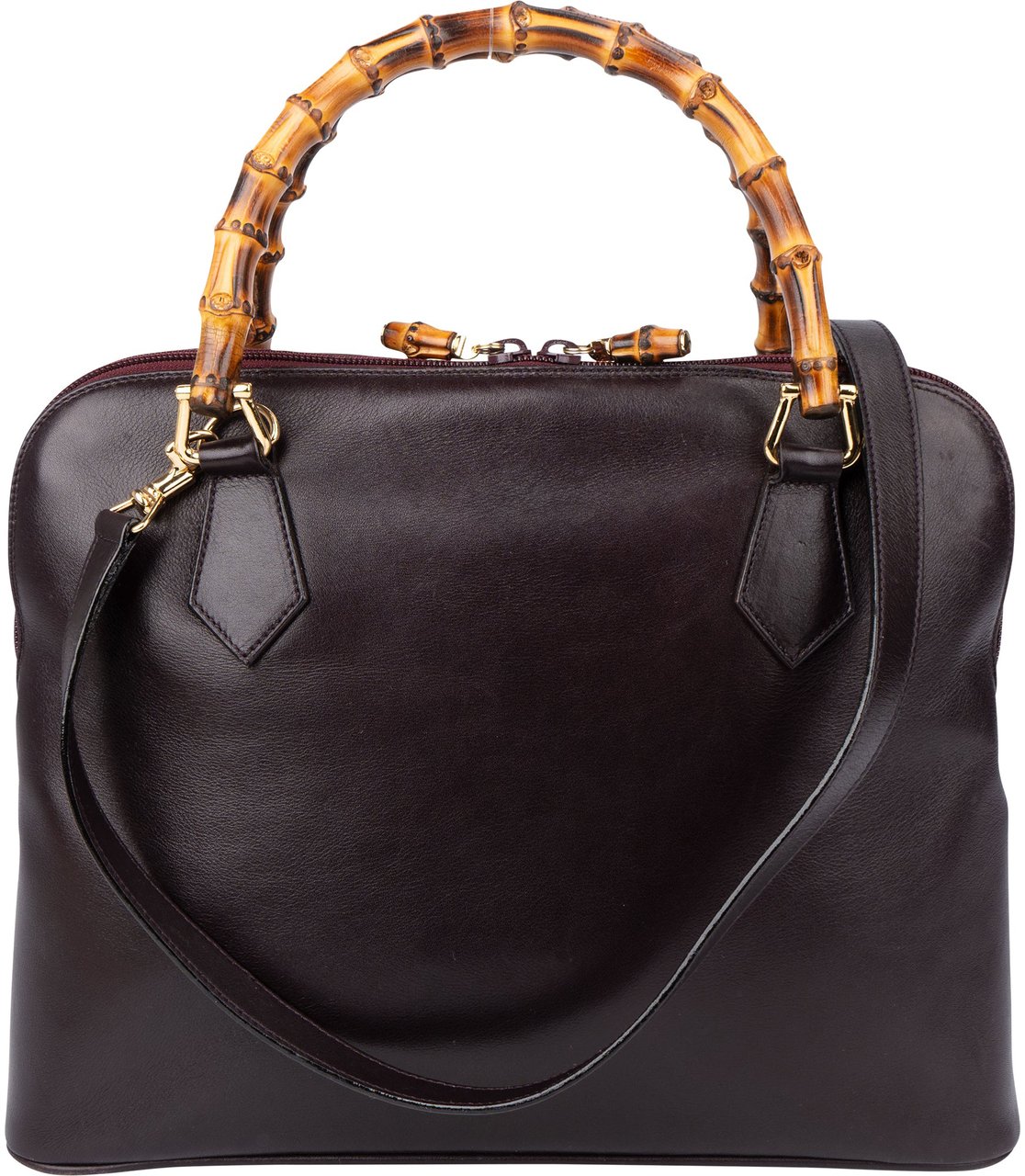 Gucci Gucci Purple Leather Bamboo Handbag Paars