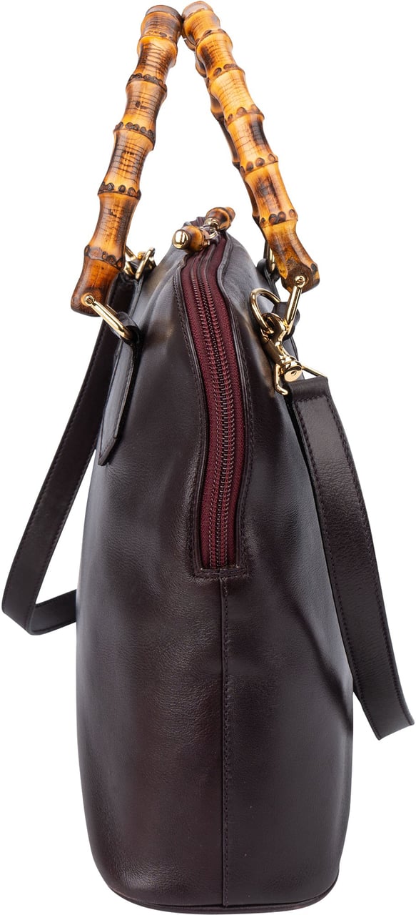 Gucci Gucci Purple Leather Bamboo Handbag Paars