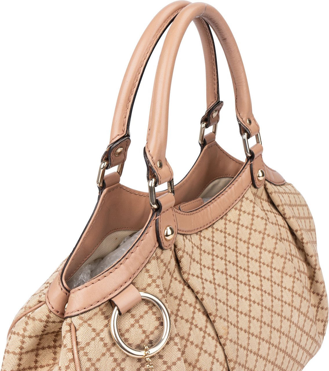 Gucci Gucci Diamante Monogram Sukey Handbag Beige