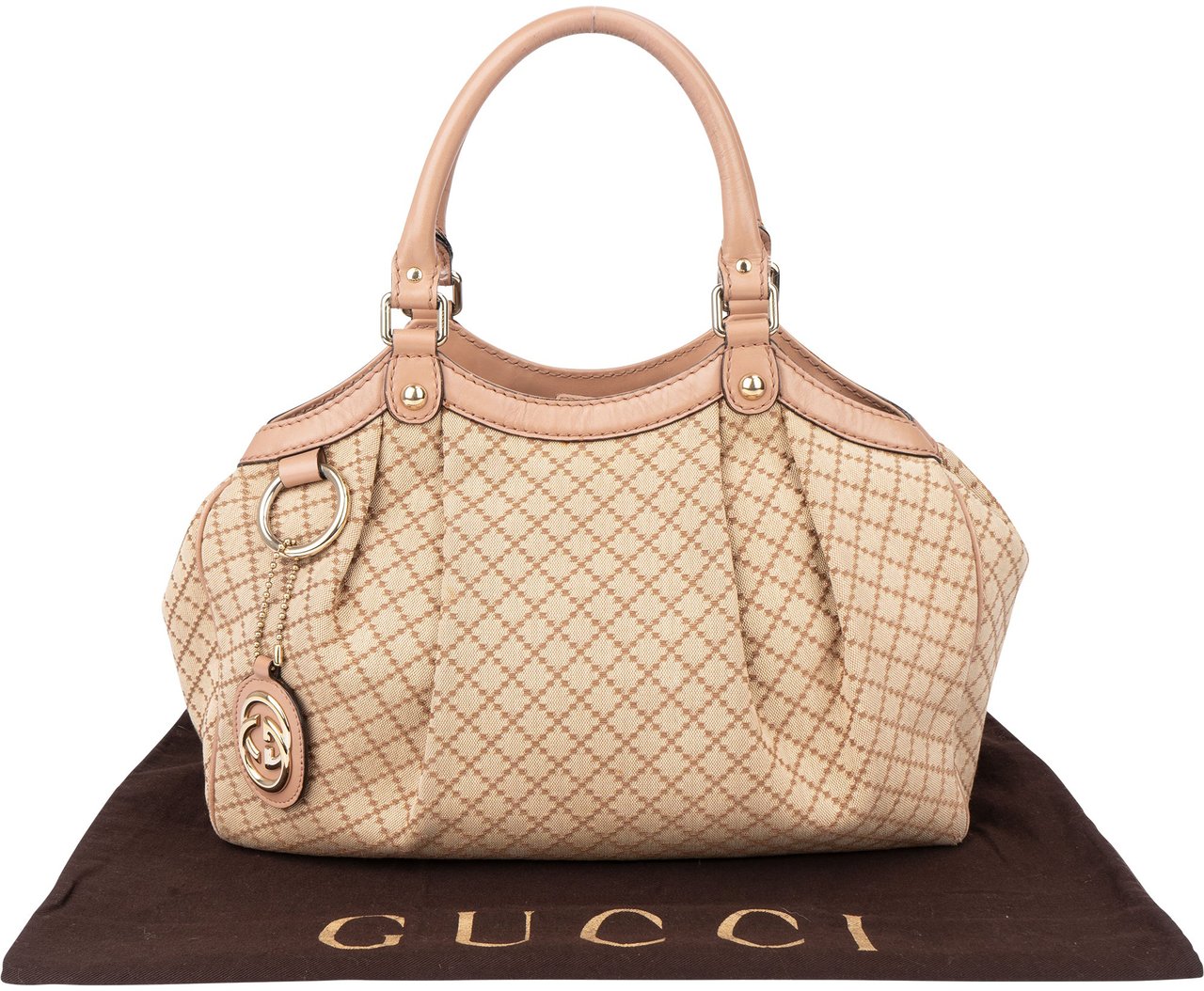 Gucci Gucci Diamante Monogram Sukey Handbag Beige