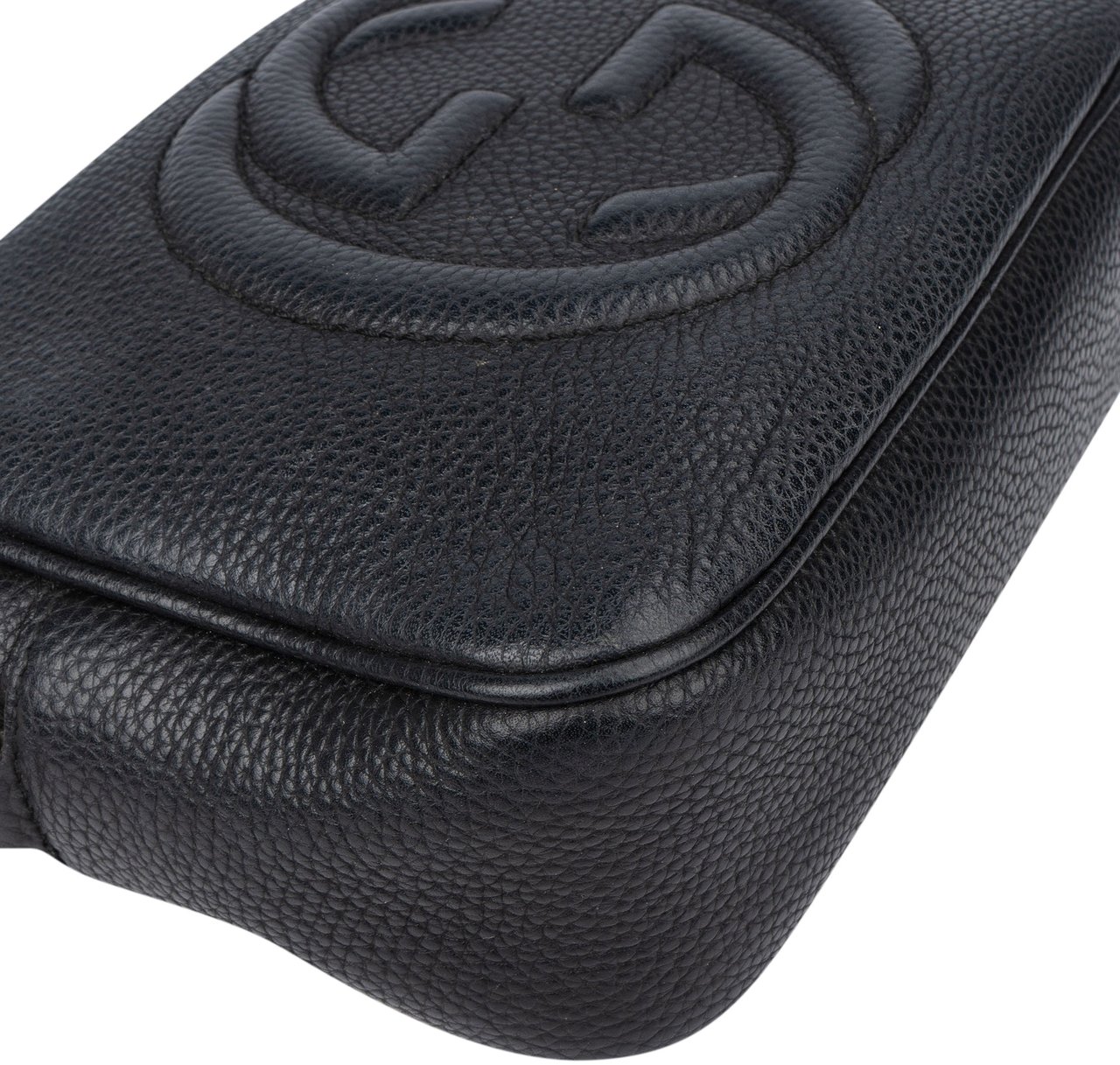 Gucci Gucci Black Leather GG Soho Crossbody Bag Zwart