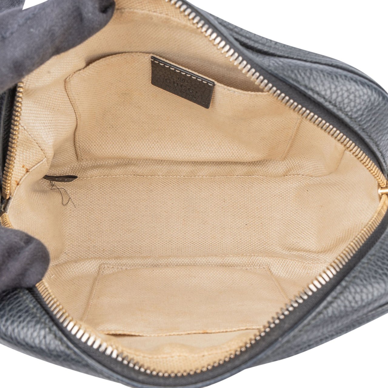 Gucci Gucci Black Leather GG Soho Crossbody Bag Zwart