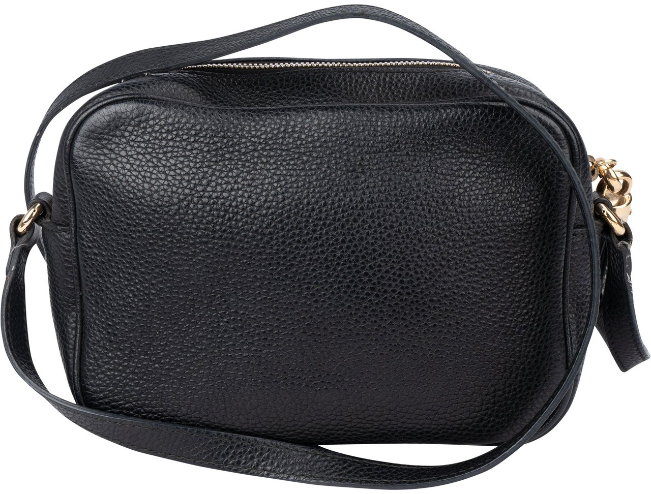 Gucci Gucci Black Leather GG Soho Crossbody Bag Zwart