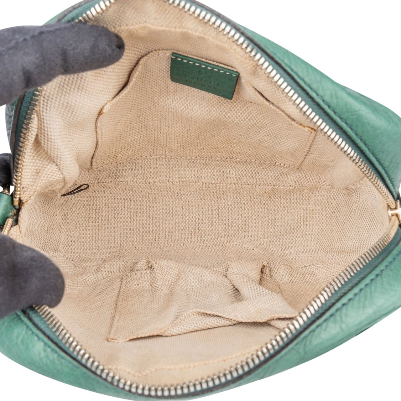 Gucci Gucci Green Leather GG Soho Crossbody Bag Groen