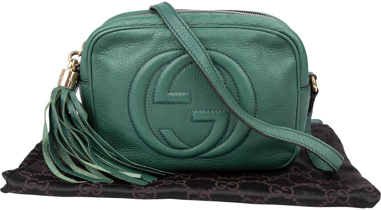 Gucci Gucci Green Leather GG Soho Crossbody Bag Groen