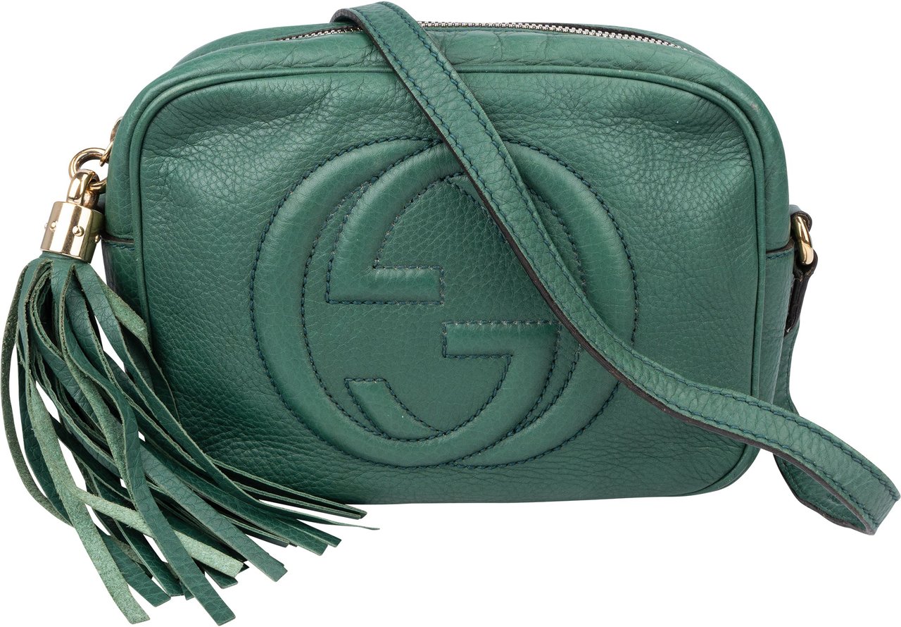 Gucci Gucci Green Leather GG Soho Crossbody Bag Groen