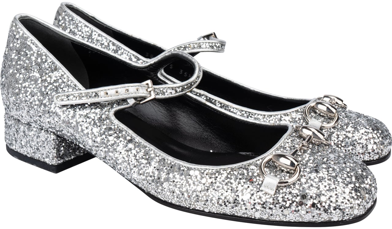 Gucci Gucci Glitter Horsebit Pumps (35,5) Zilver