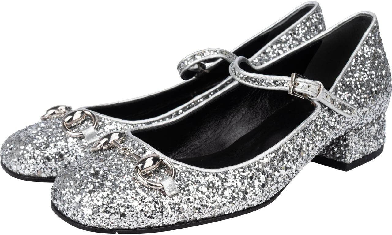 Gucci Gucci Glitter Horsebit Pumps (35,5) Zilver