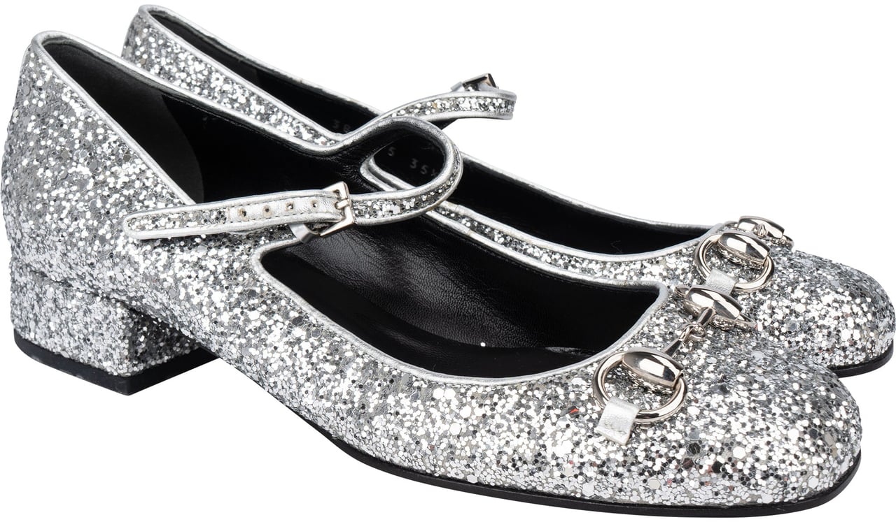 Gucci Gucci Glitter Horsebit Pumps (35,5) Zilver