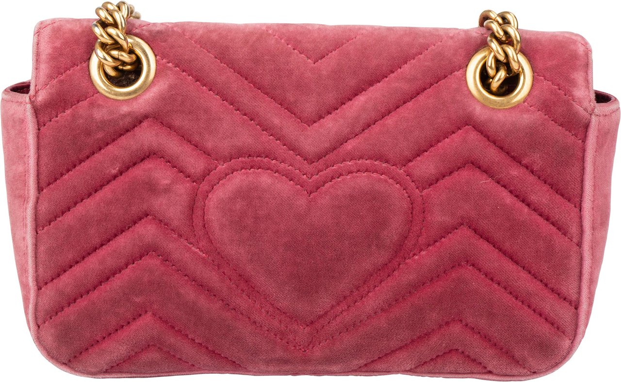 Gucci Gucci Velvet GG Marmont Crossbody Bag Roze