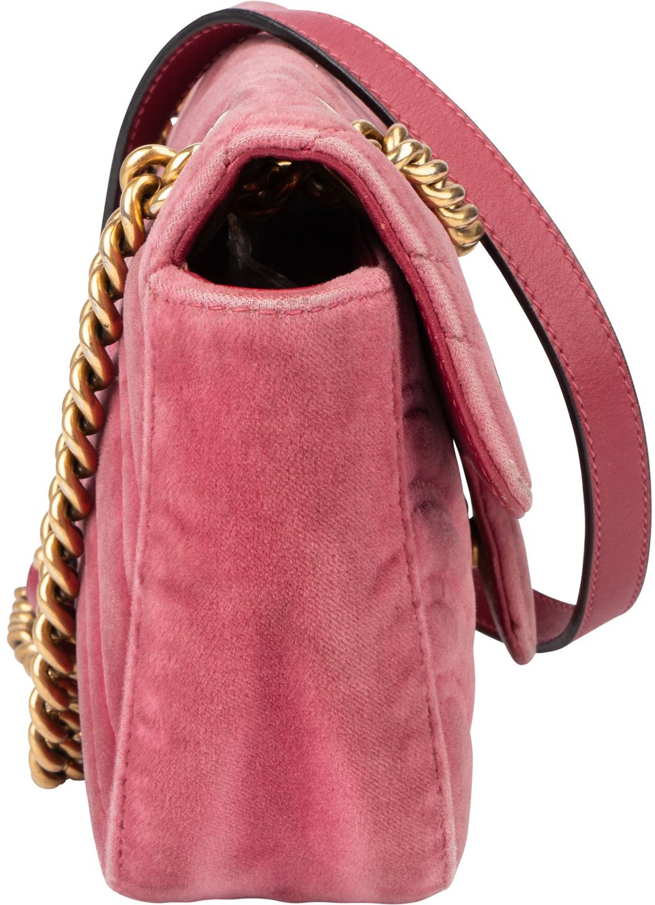 Gucci Gucci Velvet GG Marmont Crossbody Bag Roze