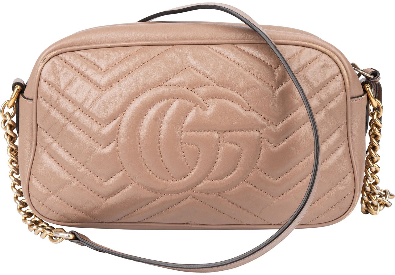 Gucci Gucci Quilted Leather Marmont GG Crossbody Bag Bruin