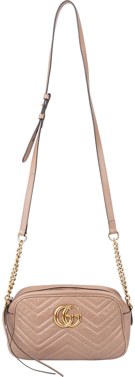 Gucci Gucci Quilted Leather Marmont GG Crossbody Bag Bruin