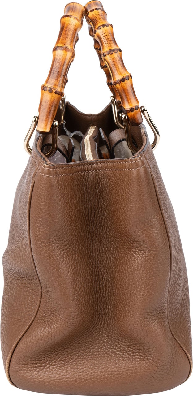 Gucci Gucci Brown Leather Bamboo Handbag Bruin