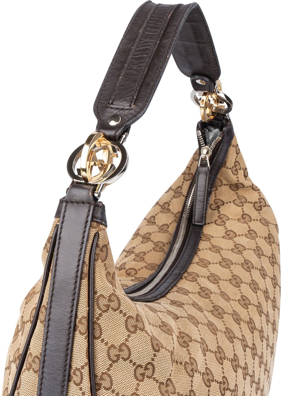 Gucci Gucci Monogram Twin GG Hobo Bag Bruin