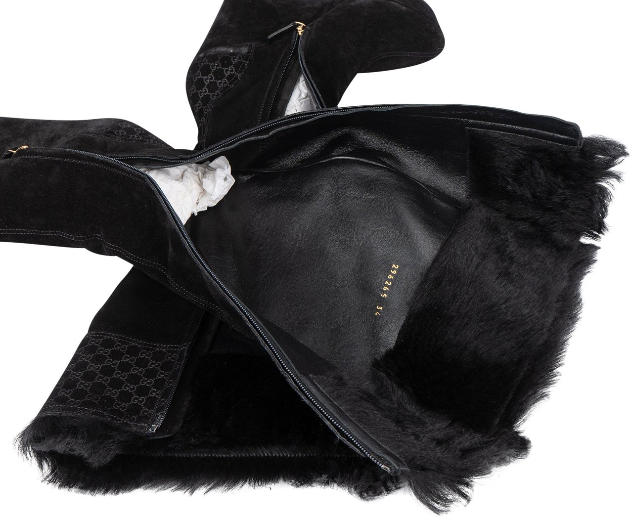 Gucci Gucci GG Suede Monogram High Boots (34) Zwart