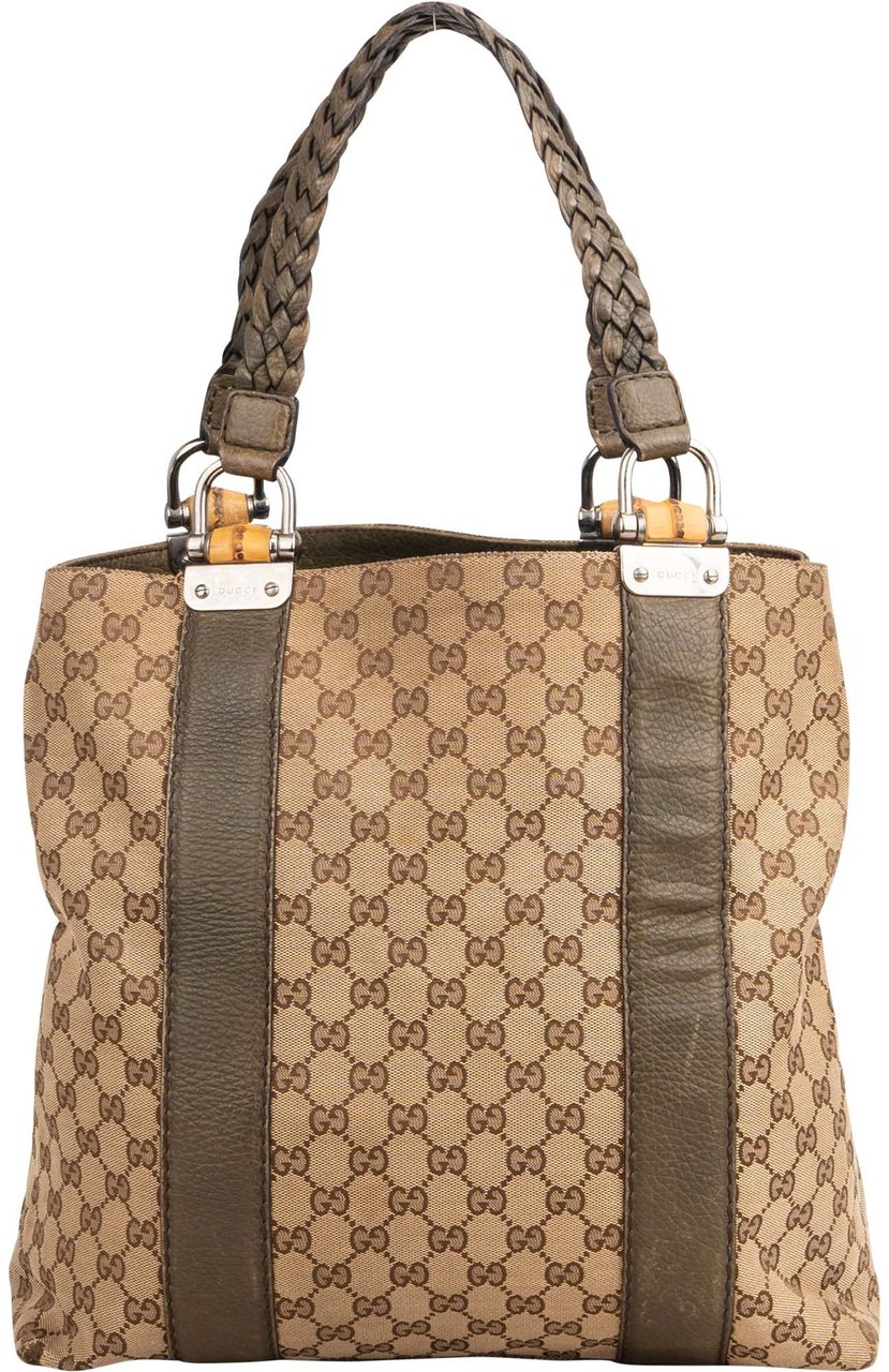 Gucci Gucci GG Monogram Bamboo Handbag Bruin