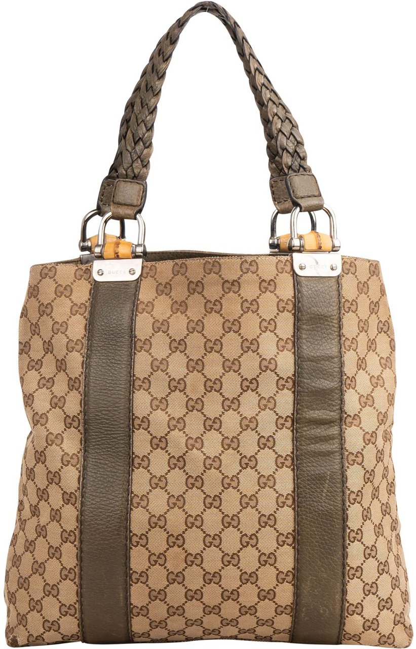 Gucci Gucci GG Monogram Bamboo Handbag Bruin