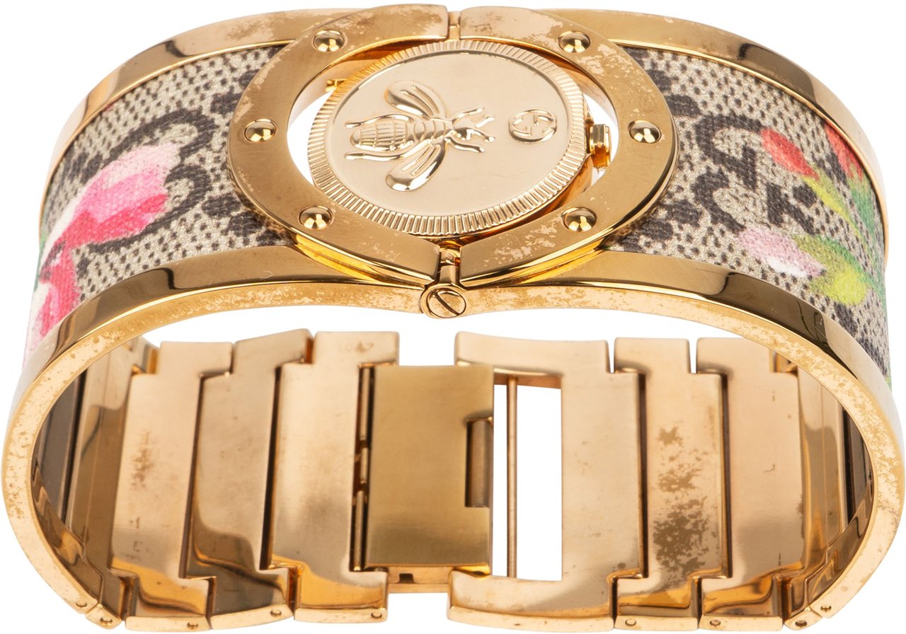 Gucci Gold Tone Floral 112 Women Watch Divers
