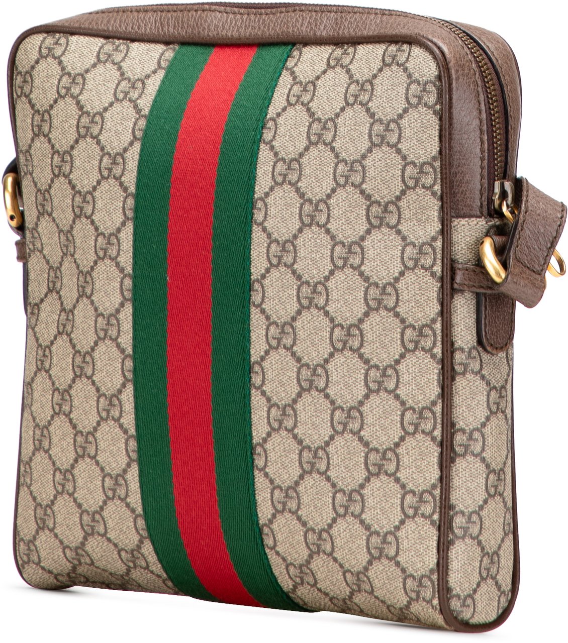 Gucci Small GG Supreme Web Ophidia Messenger Bag Bruin