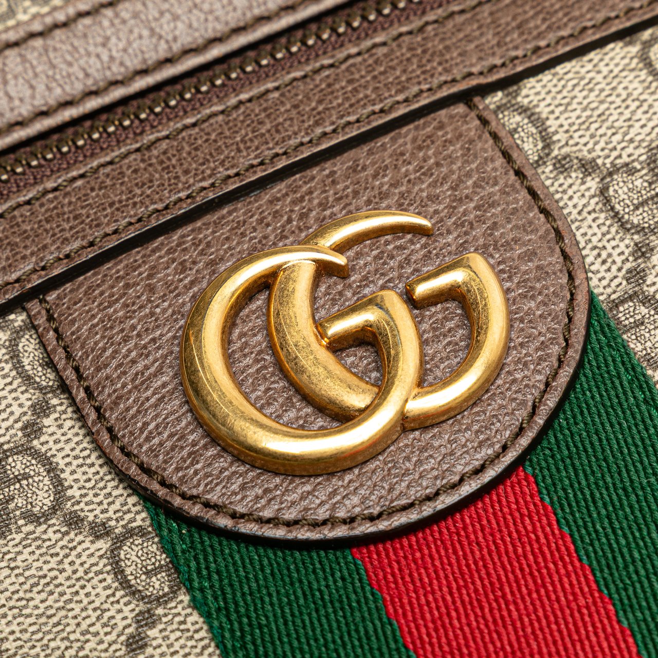 Gucci Small GG Supreme Web Ophidia Messenger Bag Bruin