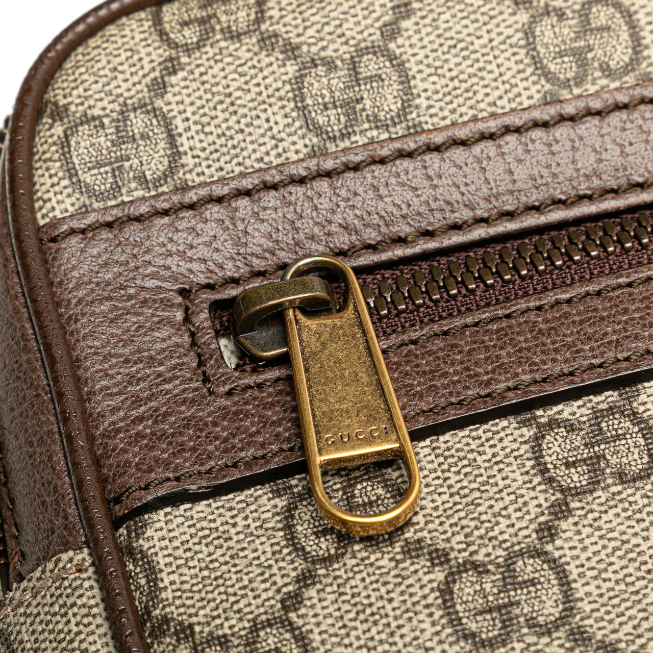 Gucci Small GG Supreme Web Ophidia Messenger Bag Bruin