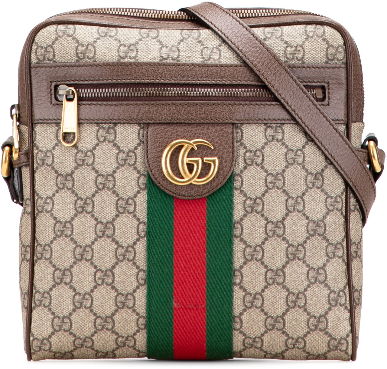 Gucci Small GG Supreme Web Ophidia Messenger Bag Bruin