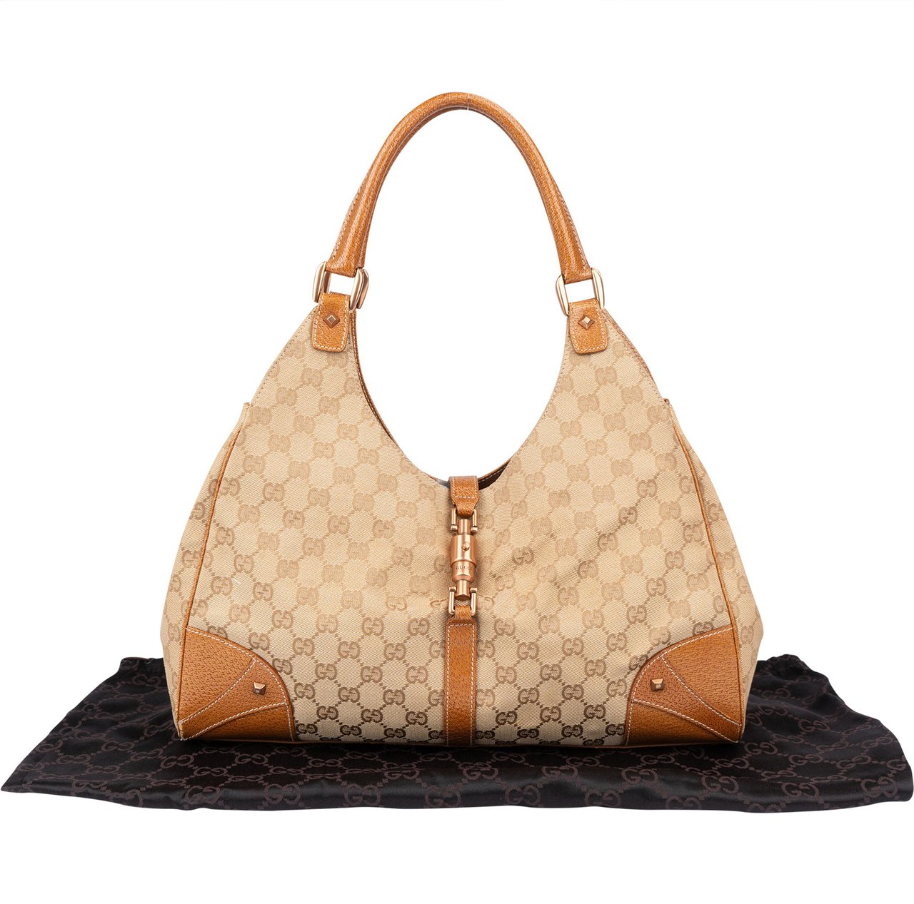 Gucci Gucci GG Monogram Jackie Handbag Bruin