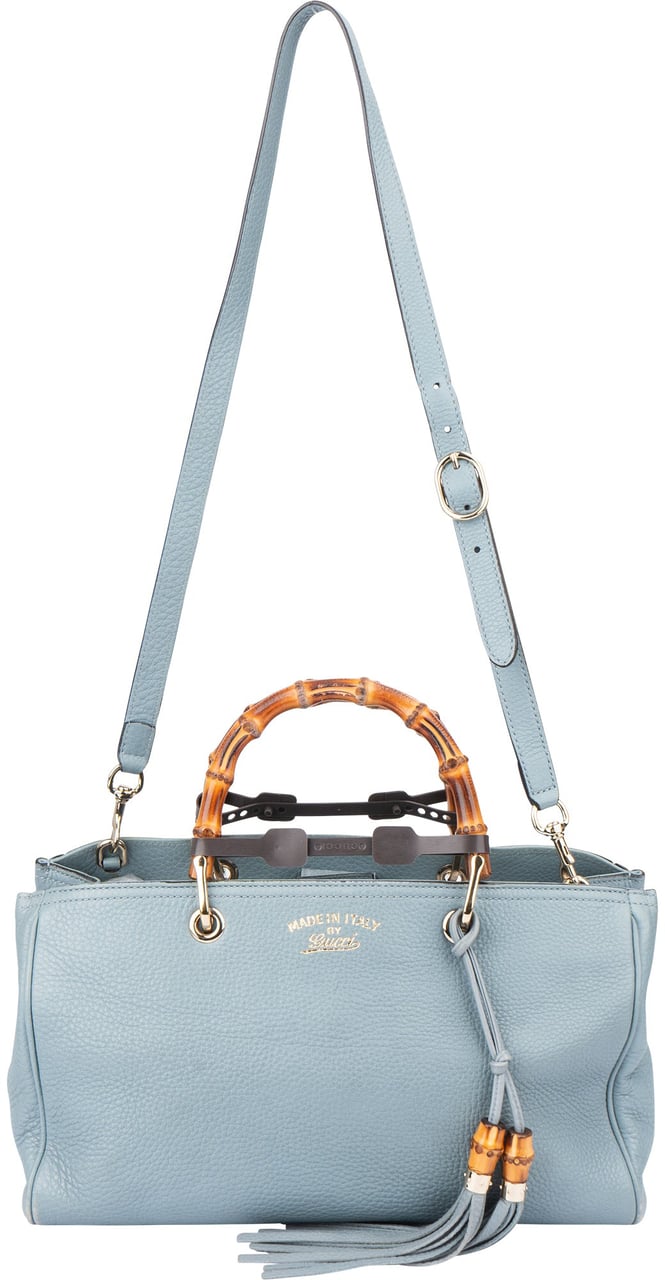 Gucci Gucci Limited Blue Leather Bamboo Handbag Blauw